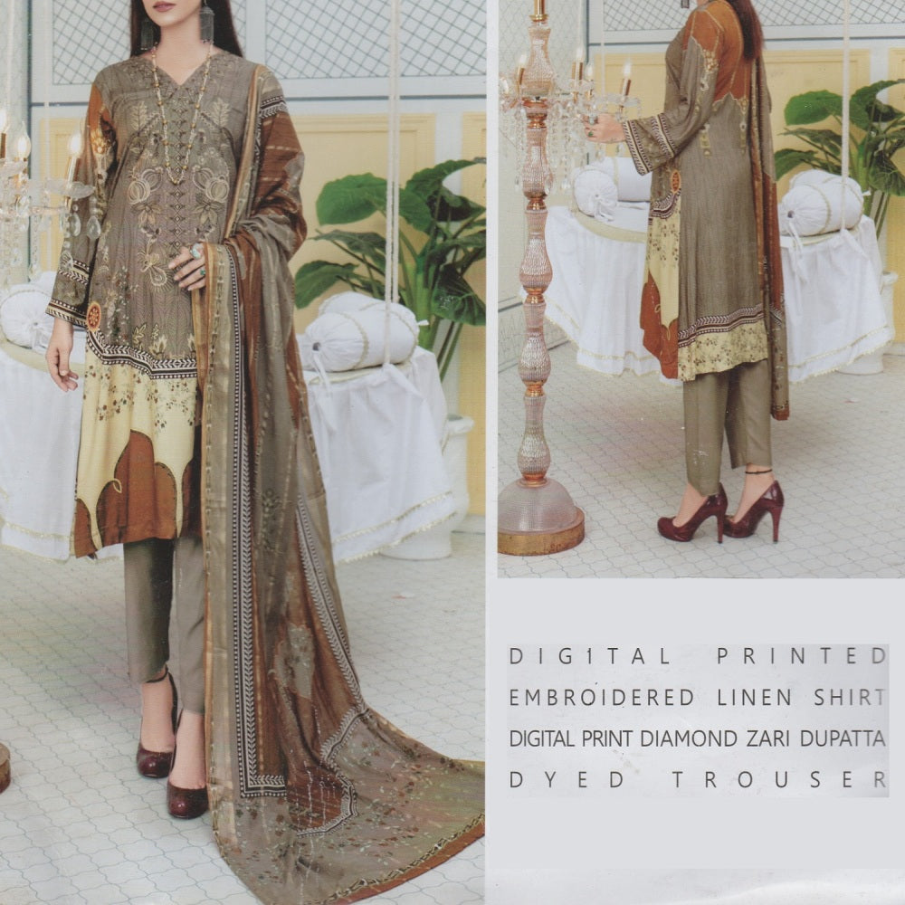 Slub Linen Diamond Zari Dupatta (1254-009)