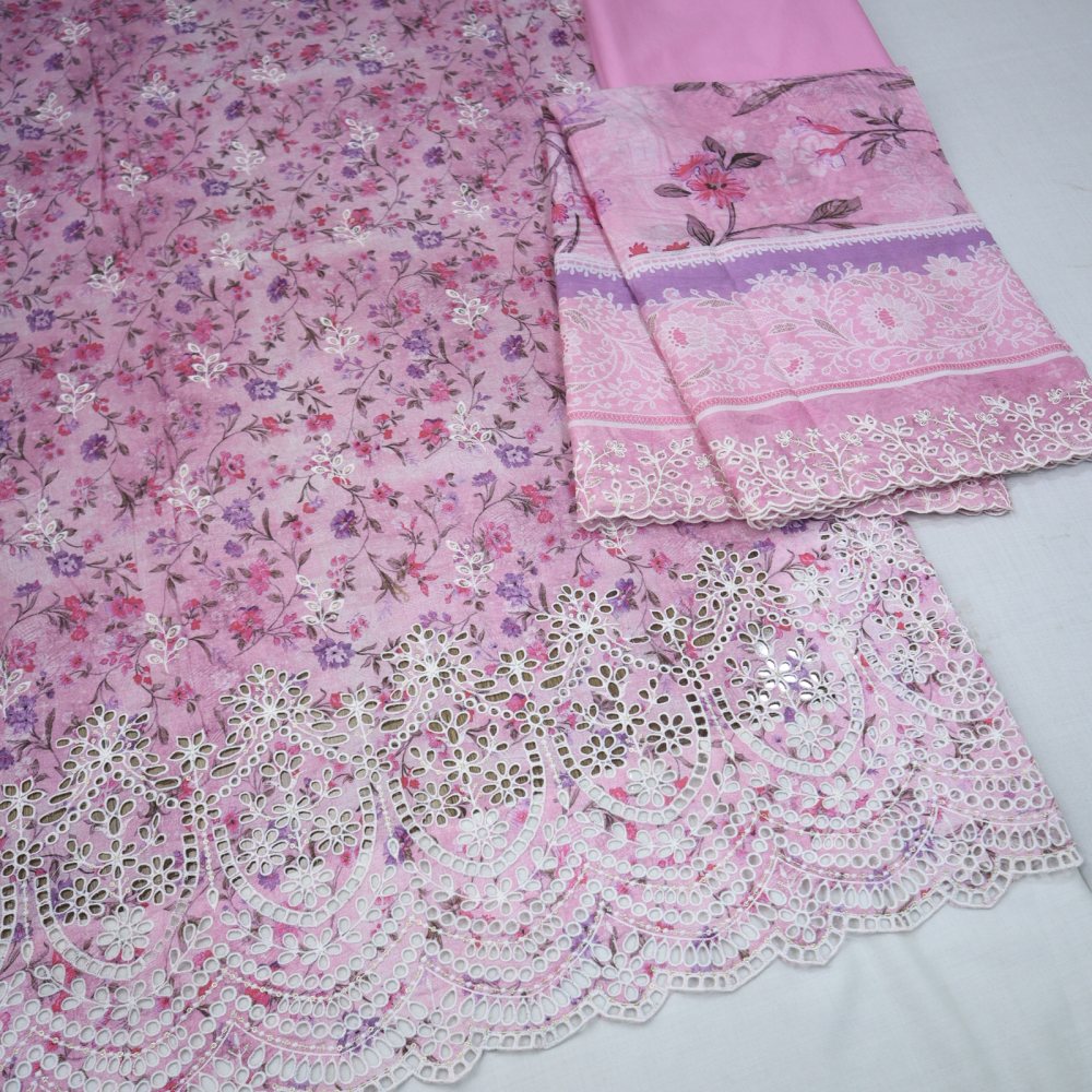 Bin Saeed Chikenkari Lawn CutWork Dupatta (1245-104)