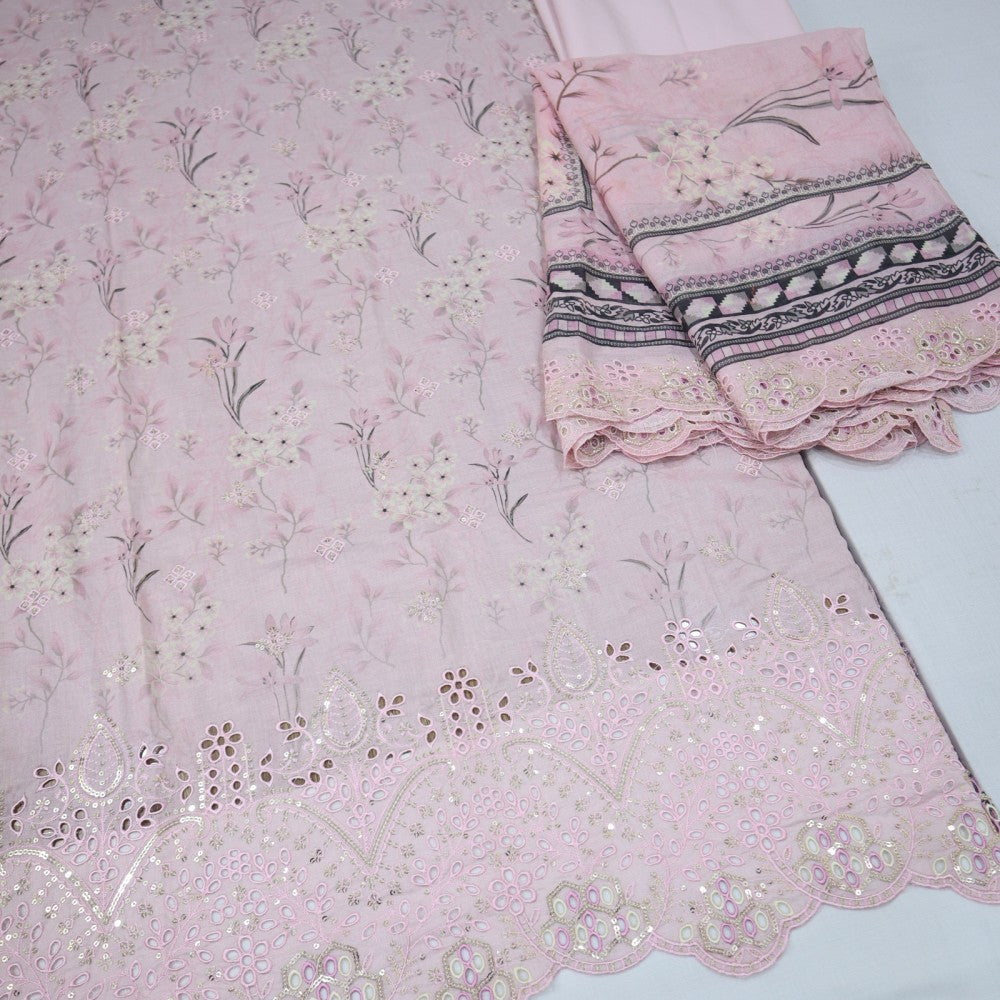 Bin Saeed Chikenkari Lawn CutWork Dupatta (1245-109)