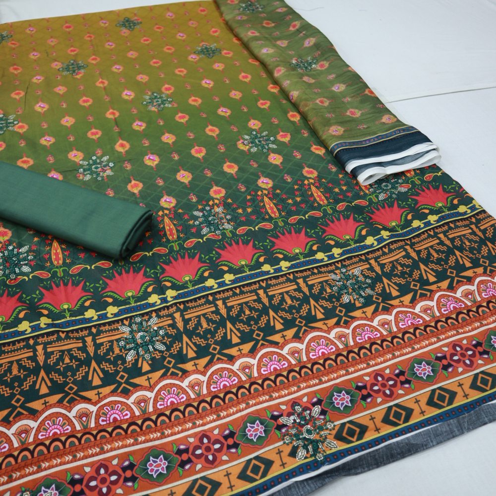 Lawn Sequence Embroidered Shirt & Dupatta (1306-002)