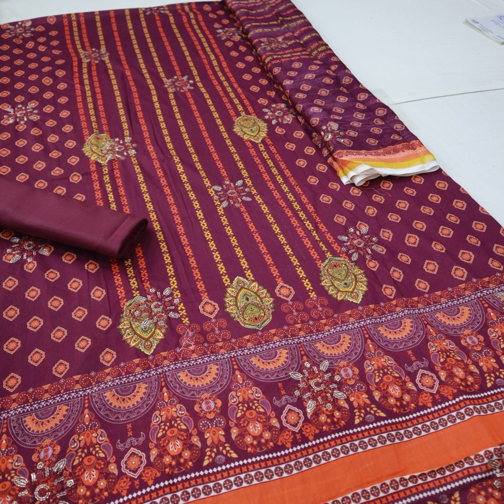 Lawn Sequence Embroidered Shirt & Dupatta (1306-005)