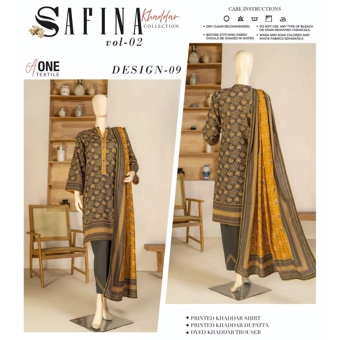 Digital Khaddar 3 Piece (1410-001) Safina