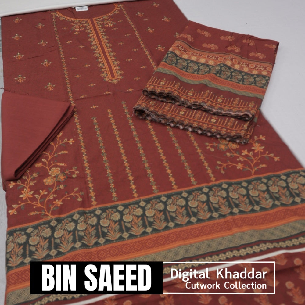 Bin Saeed Cut-Work Digital Khaddar (1437-010)