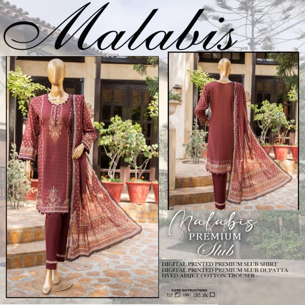 Malabis Slub Lawn 3 Piece (1478-006)
