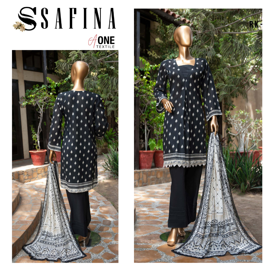 Safina Black & White Digital Lawn (1536-002)
