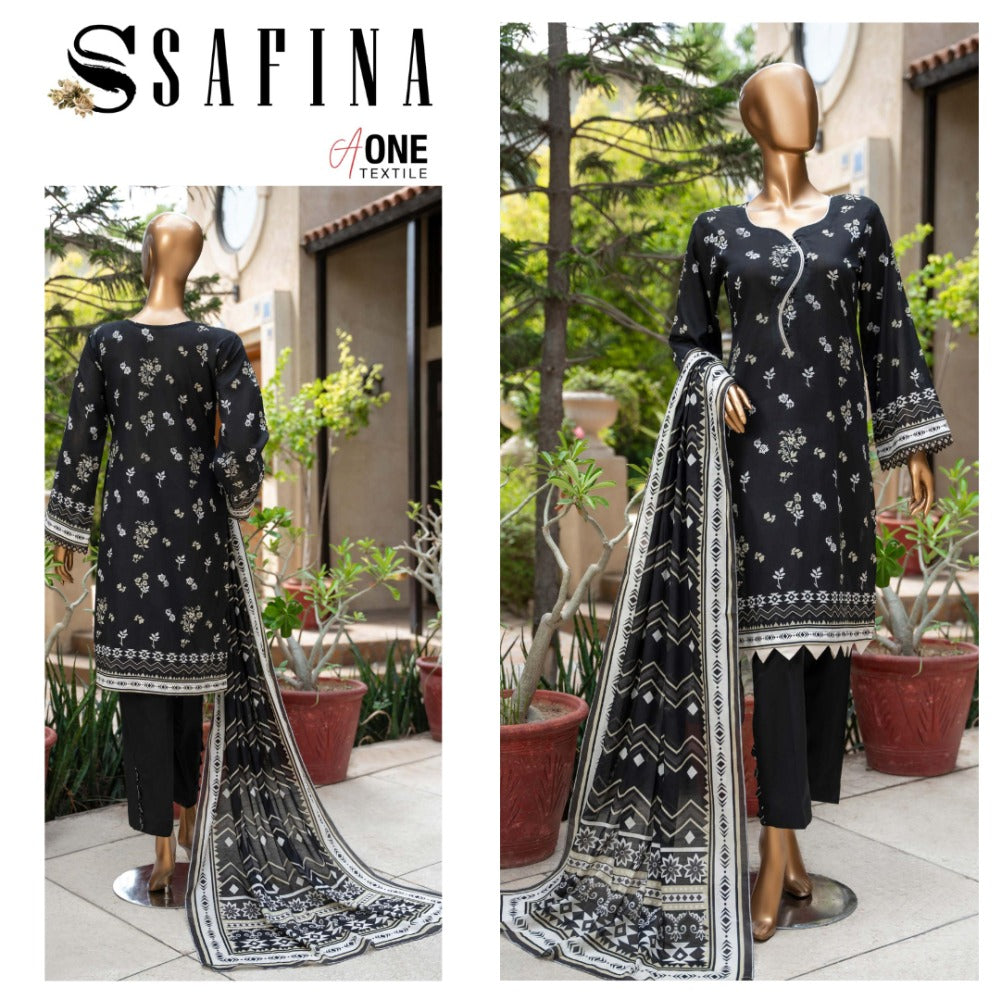 Safina Black & White Digital Lawn (1536-009)