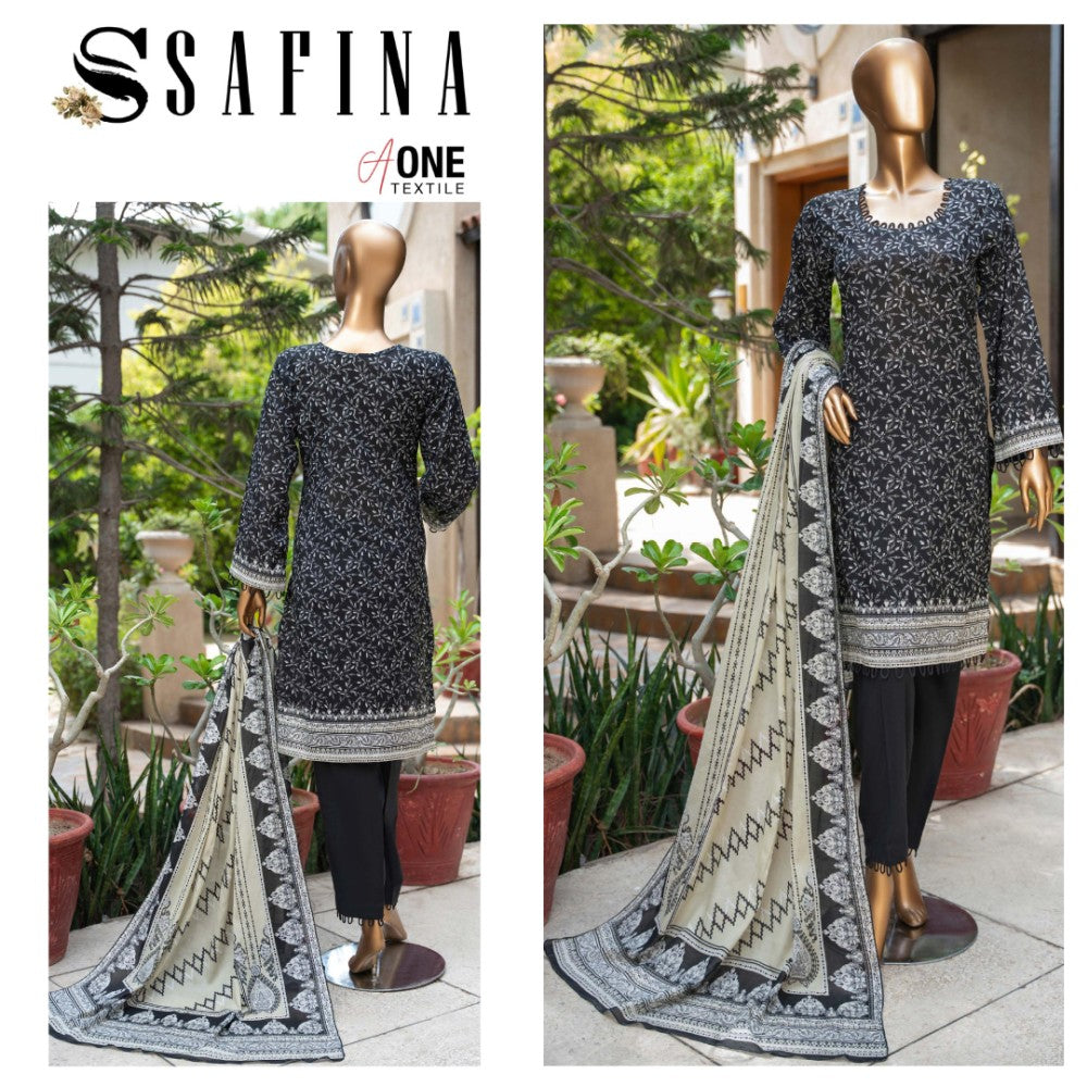 Safina Black & White Digital Lawn (1536-011)