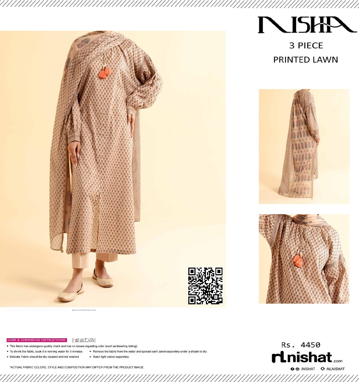 Nisha Printed Lawn 3 Piece (1539-001)
