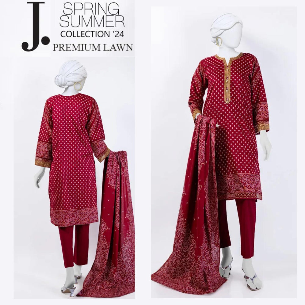 J. Embroidered Patch Lawn Suit (1540-003)