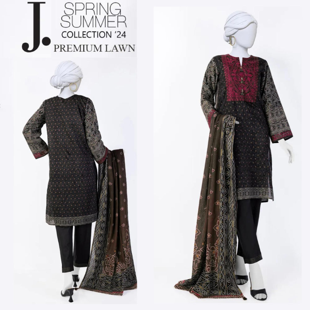 J. Embroidered Patch Lawn Suit (1540-006)