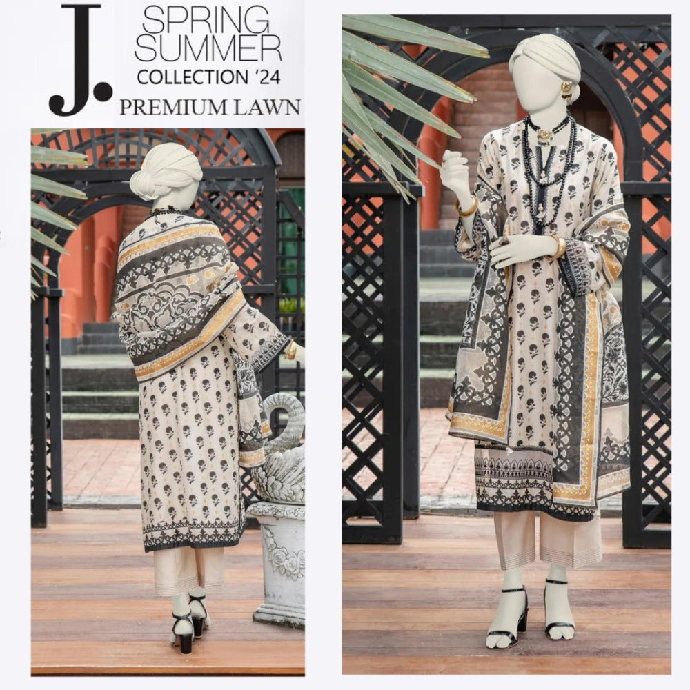 J. Embroidered Patch Lawn Suit (1540-007)