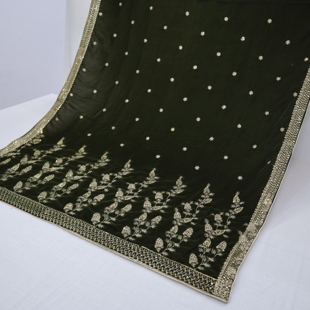 Velvet Heavy Embroidered Shawl (1566-003)
