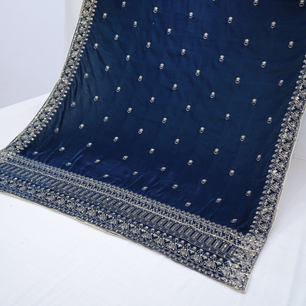 Velvet Heavy Embroidered Shawl (1566-010)