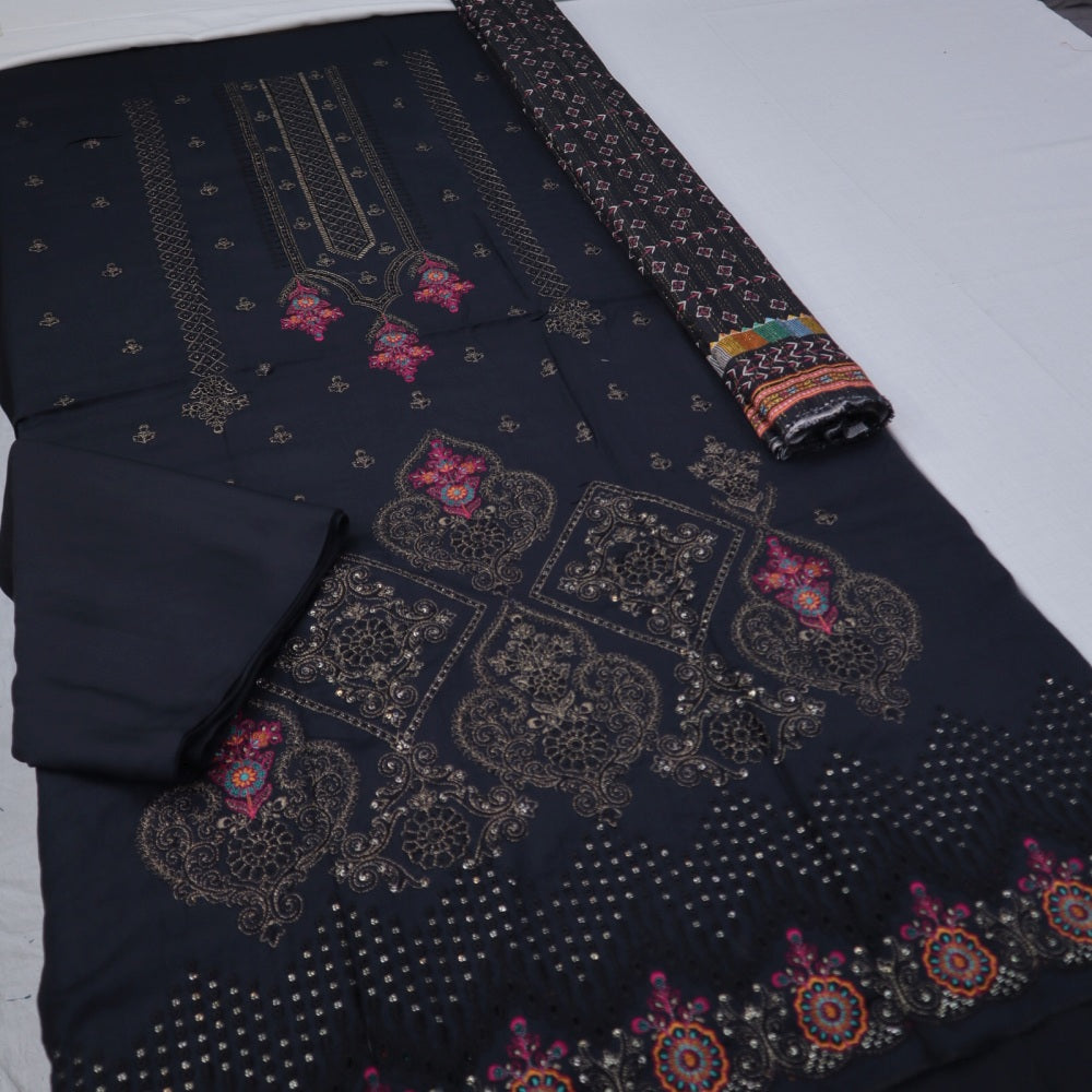 Fatima Slub Peach Wool Embroidered (1579-005)