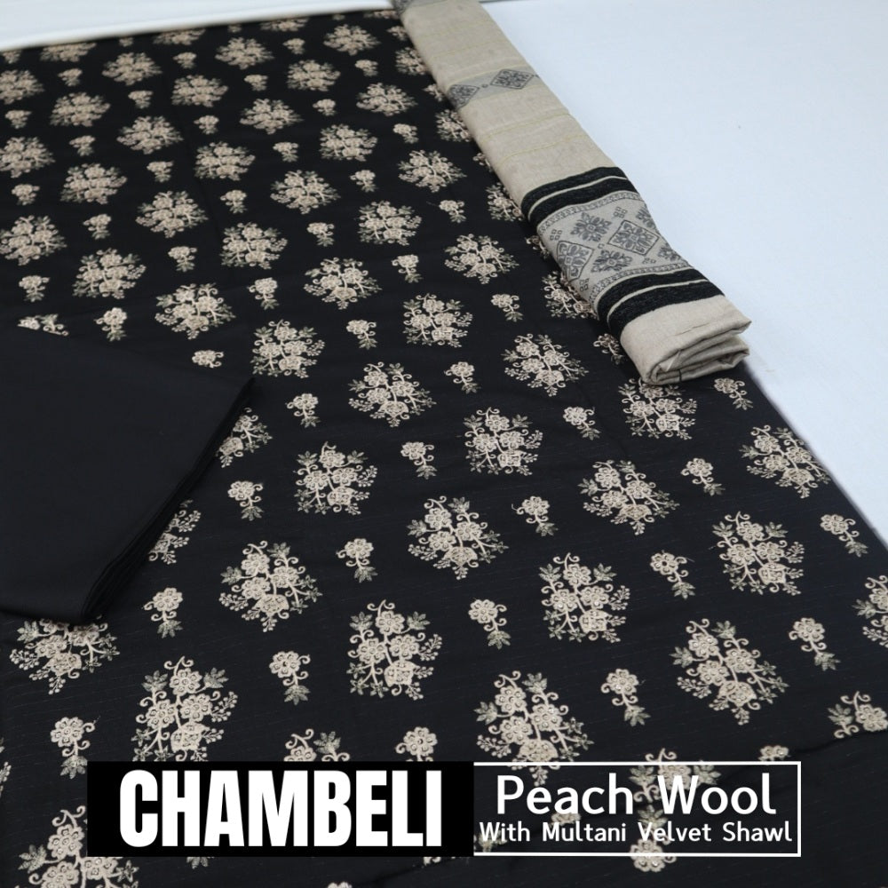 Chambeli Fancy Peach Wool Embroidered (1606-008)