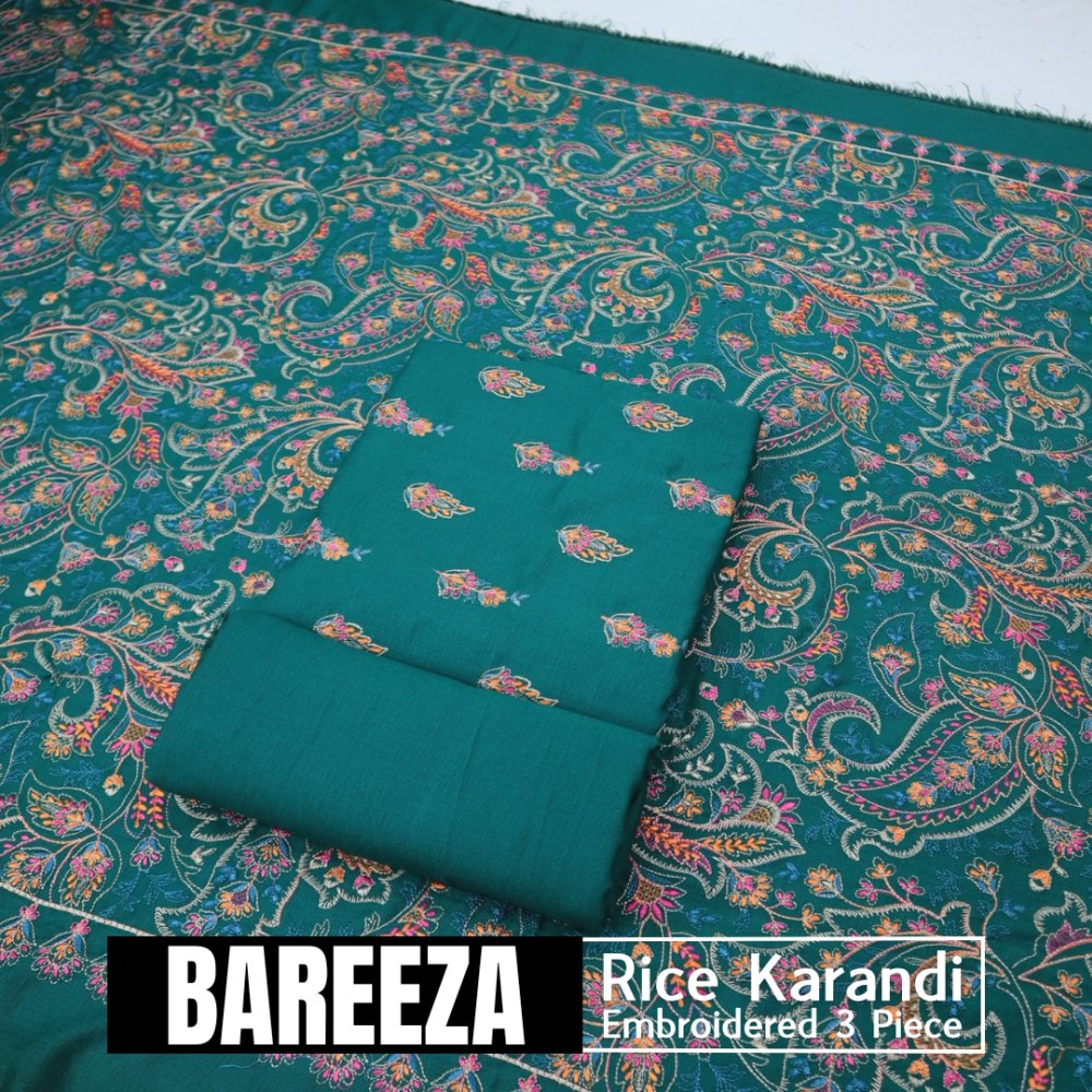 Bareeza EMD Shawl 3 Piece Rice Karandi (1614-009)