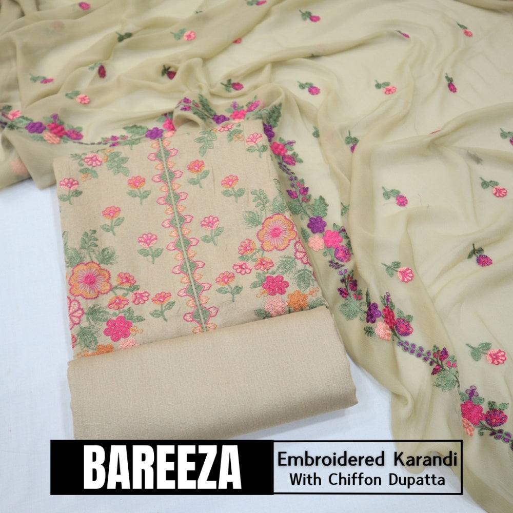 Bareeza Emd Karandi with Chiffon Dupatta (1615-003)