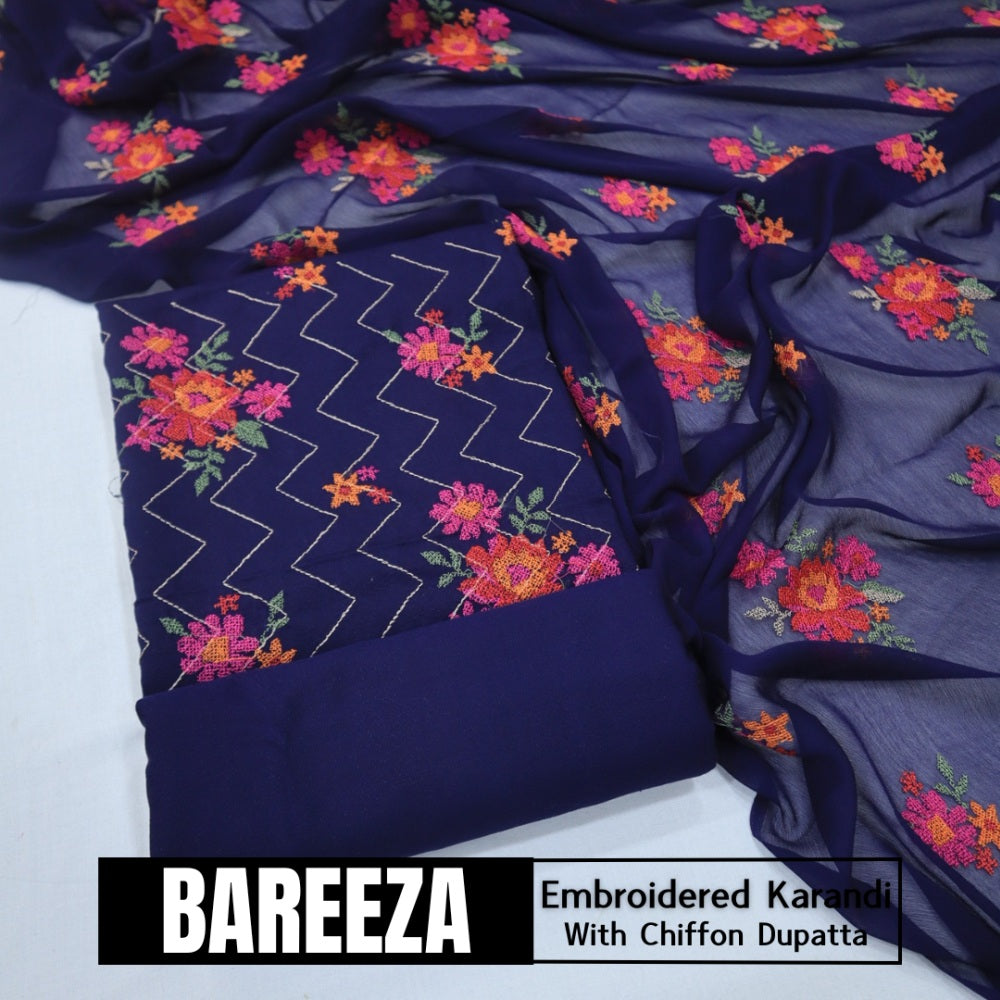 Bareeza Emd Karandi with Chiffon Dupatta (1615-013)
