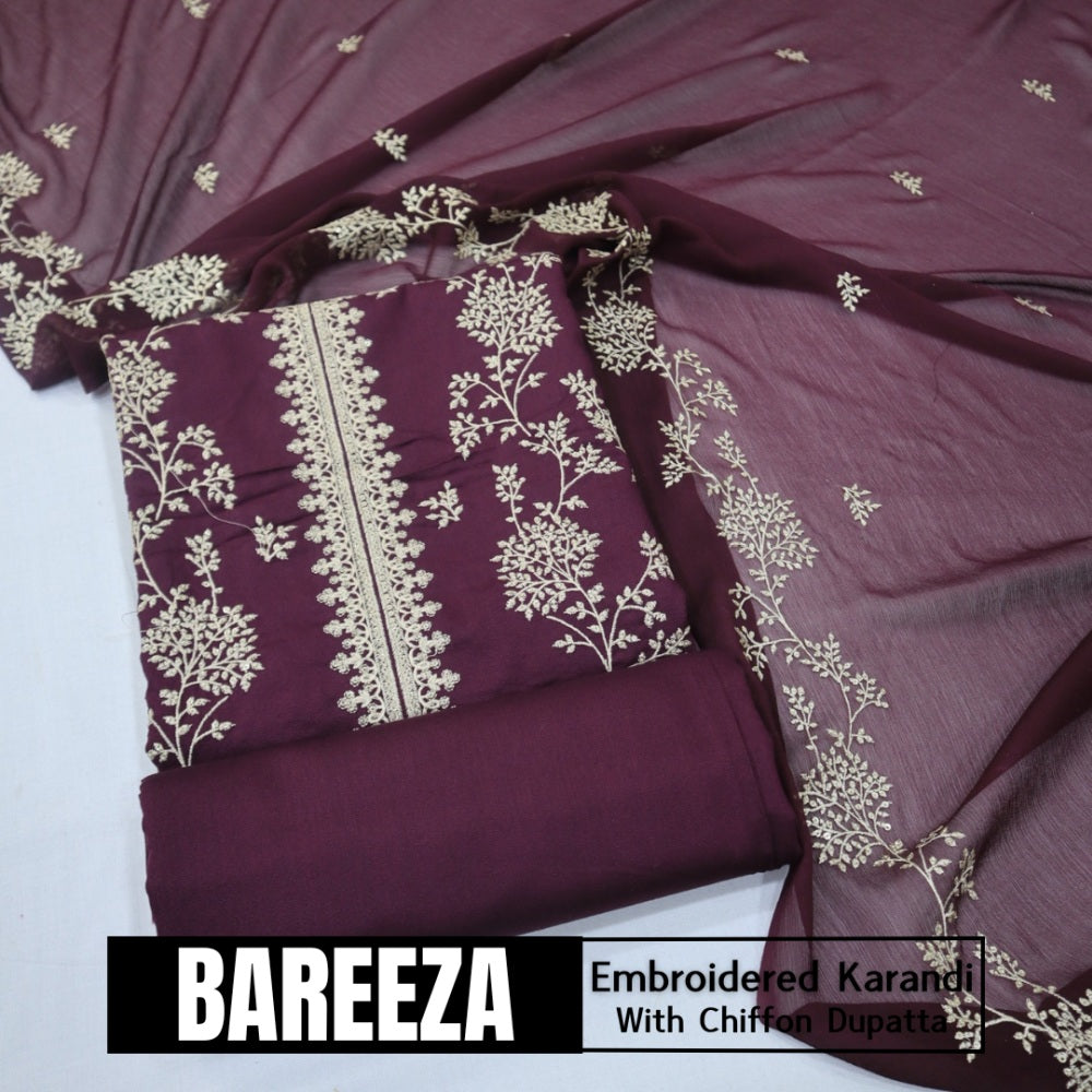Bareeza Emd Karandi with Chiffon Dupatta (1615-014)