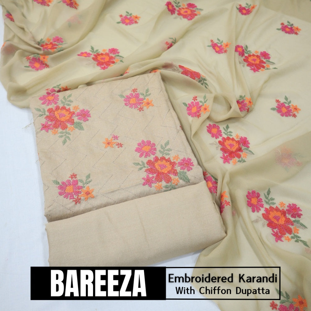 Bareeza Emd Karandi with Chiffon Dupatta (1615-016)