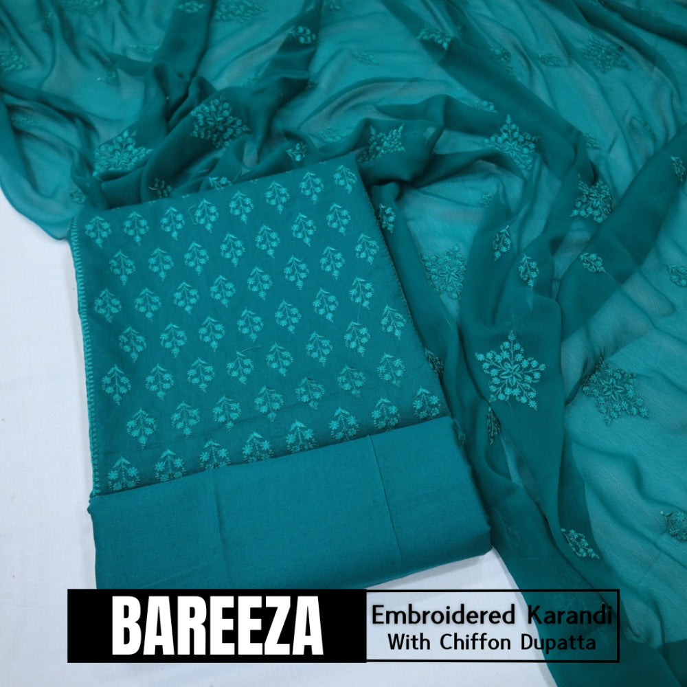 Bareeza Emd Karandi with Chiffon Dupatta (1615-021)