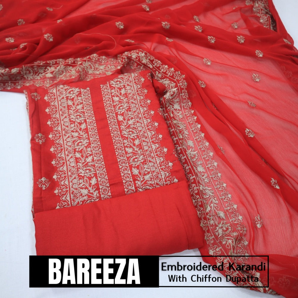 Bareeza Emd Karandi with Chiffon Dupatta (1615-025)