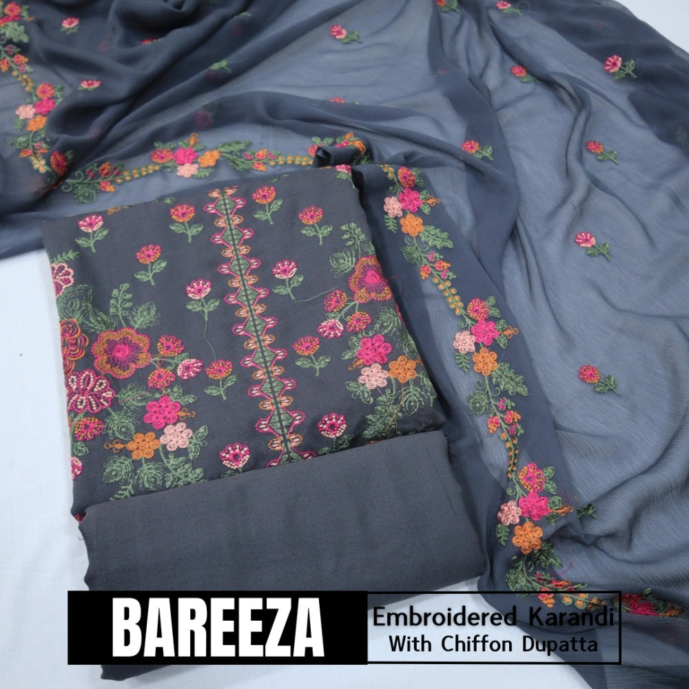 Bareeza Emd Karandi with Chiffon Dupatta (1615-026)