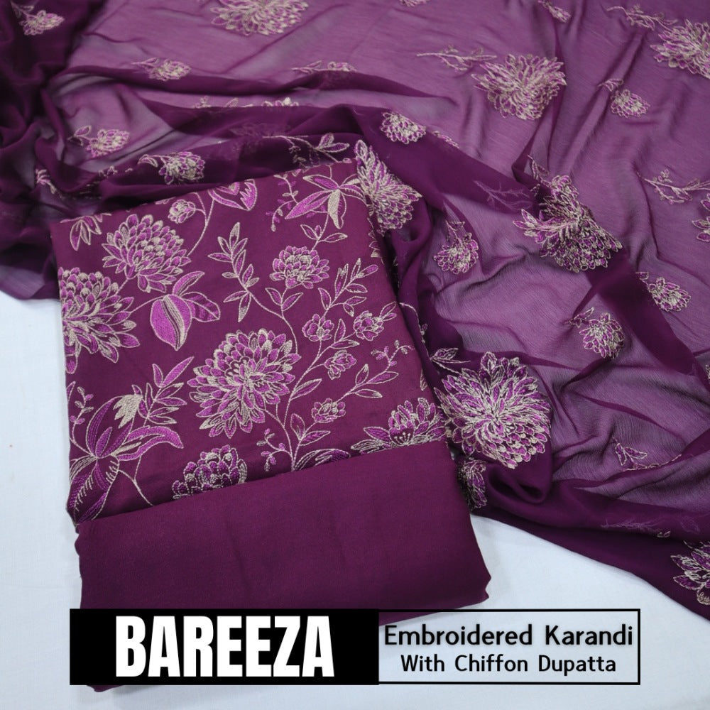 Bareeza Emd Karandi with Chiffon Dupatta (1615-027)