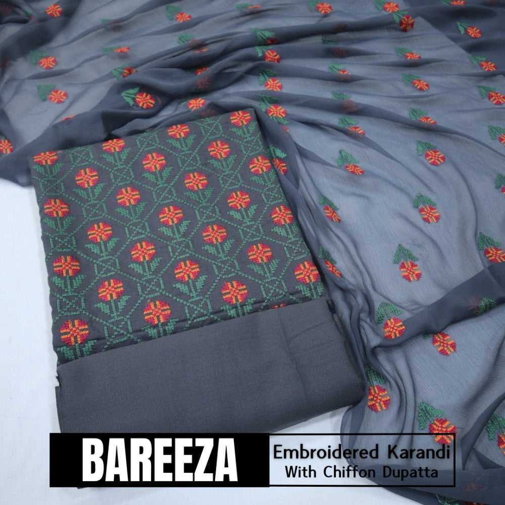 Bareeza Emd Karandi with Chiffon Dupatta (1615-028)