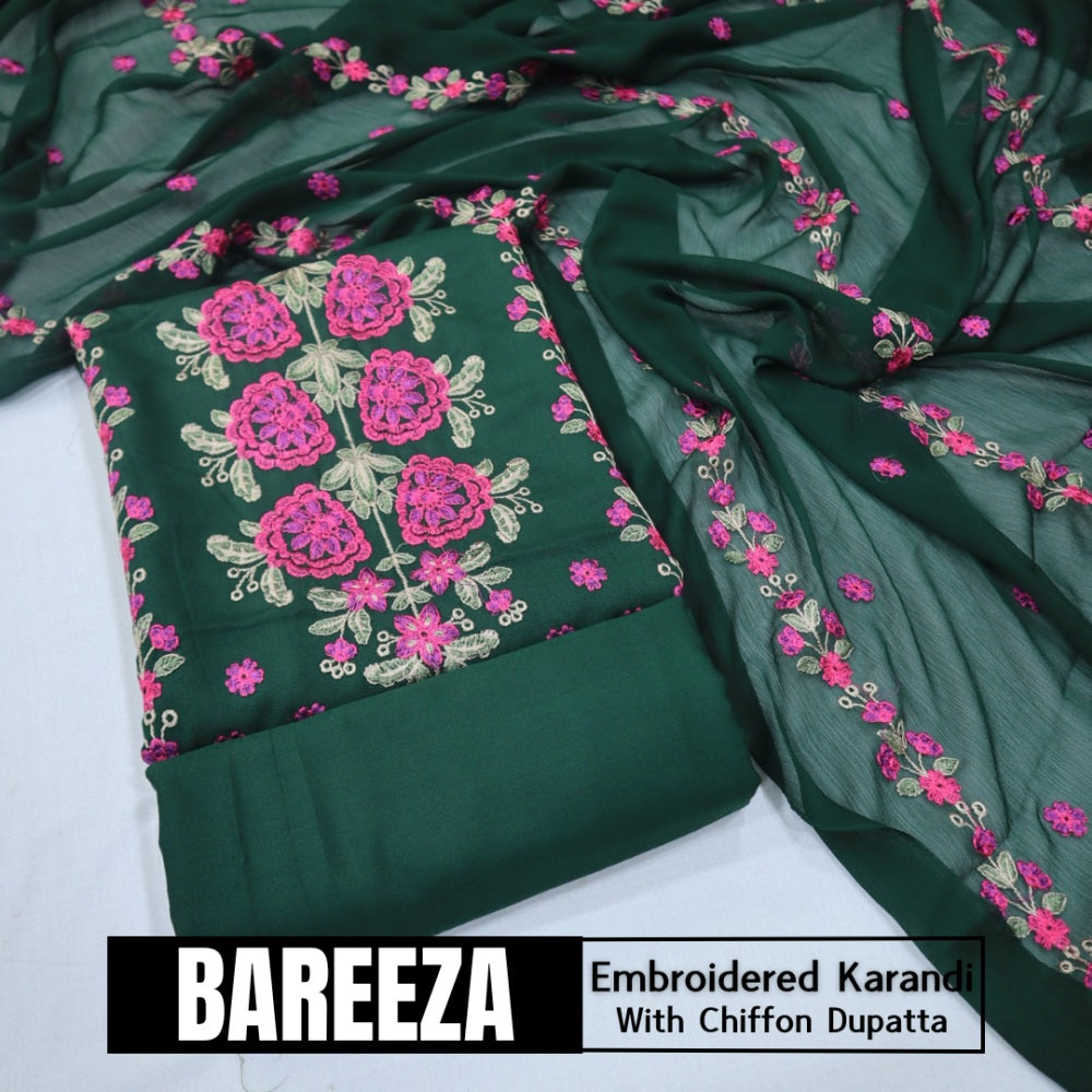 Bareeza Emd Karandi with Chiffon Dupatta (1615-031)