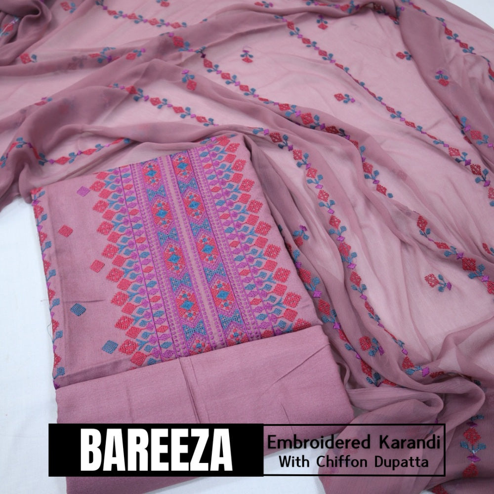 Bareeza Emd Karandi with Chiffon Dupatta (1615-034)