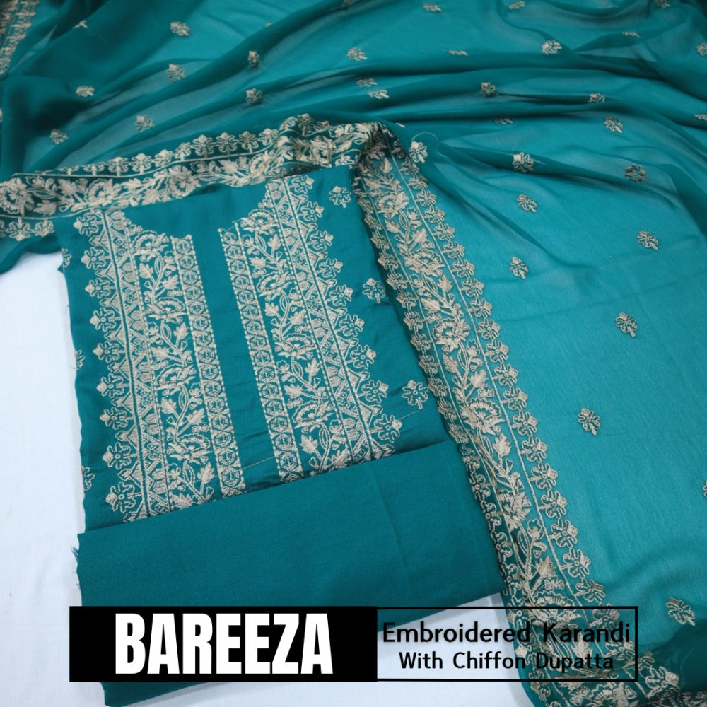 Bareeza Emd Karandi with Chiffon Dupatta (1615-036)