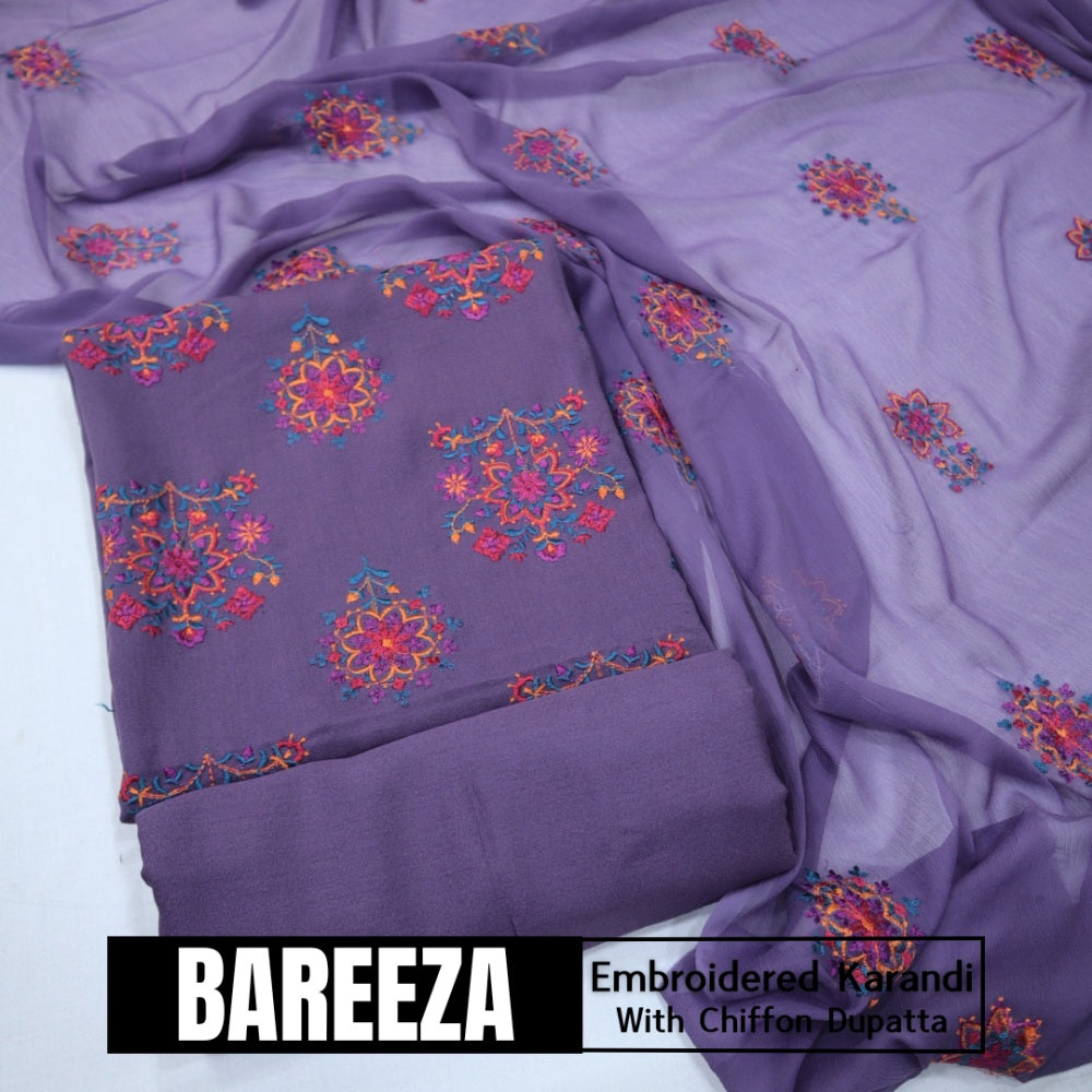 Bareeza Emd Karandi with Chiffon Dupatta (1615-039)