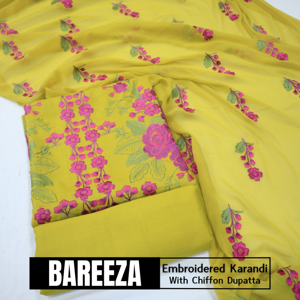 Bareeza Emd Karandi with Chiffon Dupatta (1615-040)