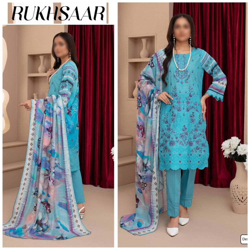 Rukhsaar EMB Lawn & Voil Dupatta (1696-001)