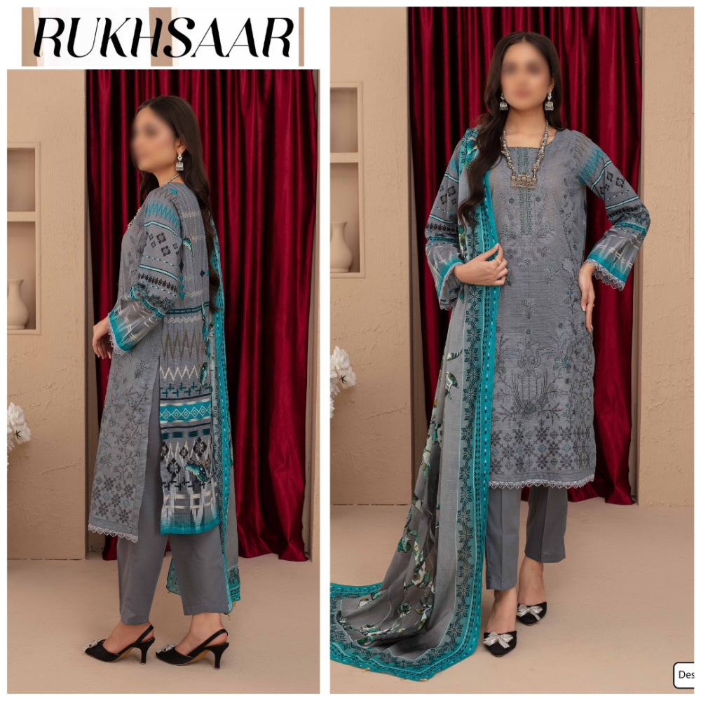Rukhsaar EMB Lawn & Voil Dupatta (1696-006)