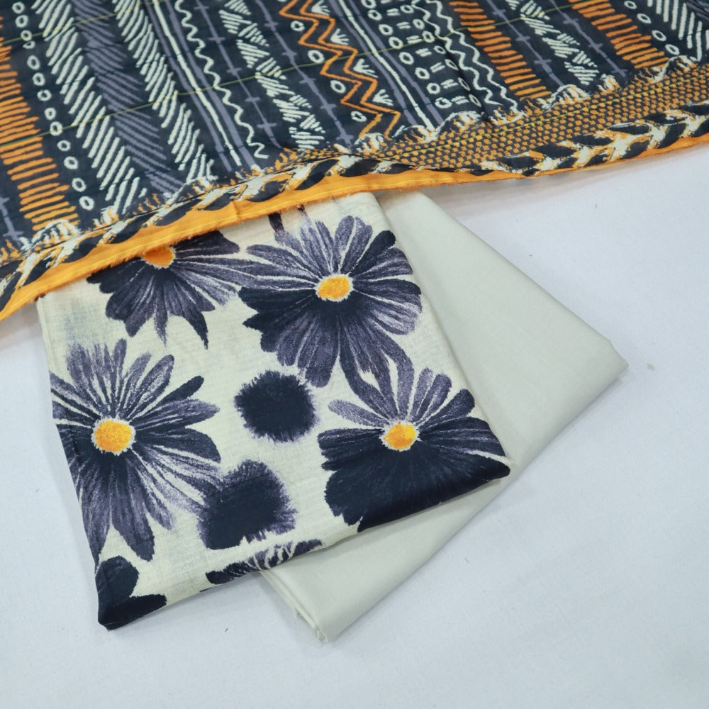 Self Jacquard Lawn 3 Piece (1702-003)