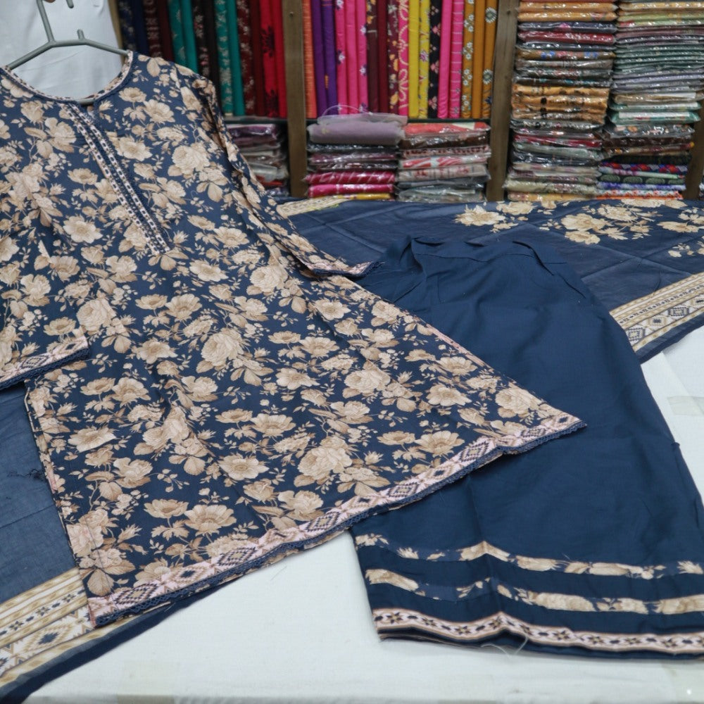 Bin Saeed Stitch Farshi Shalwar 3 PC (1714-007)