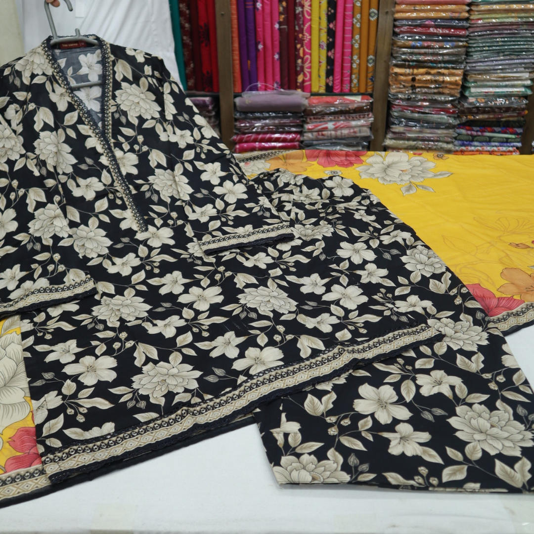 Bin Saeed Stitch Farshi Shalwar 3 PC (1714-009)