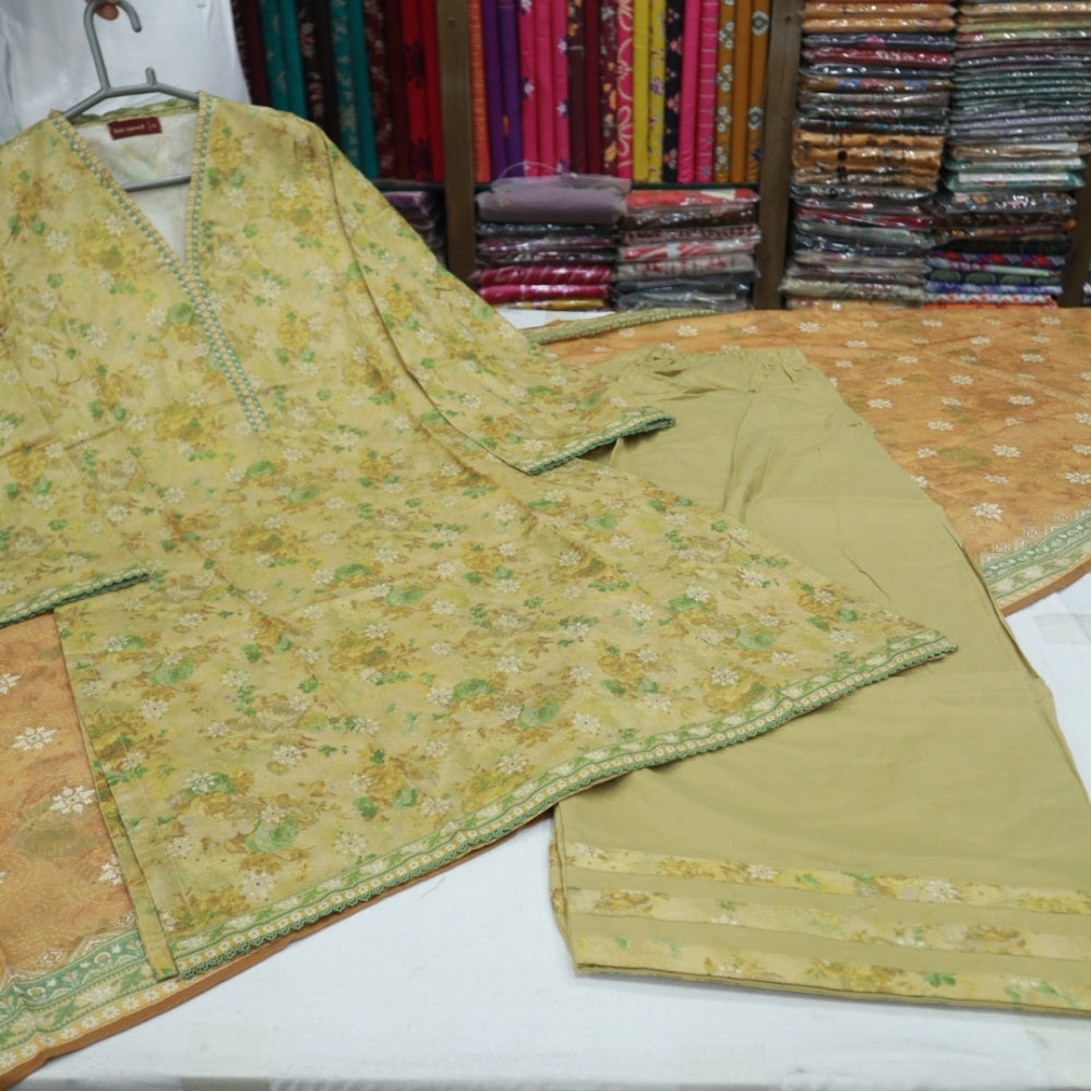 Bin Saeed Stitch Farshi Shalwar 3 PC (1714-012)