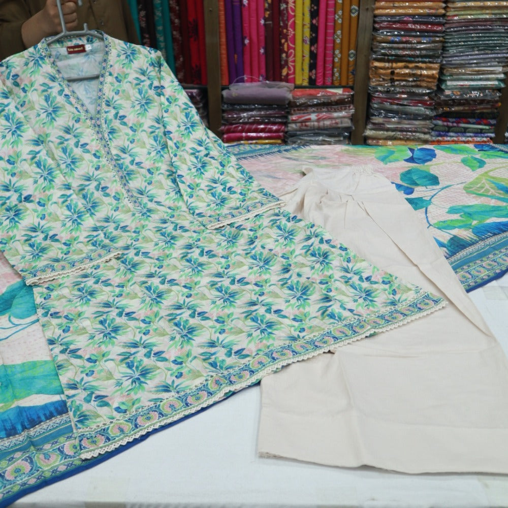 Bin Saeed Stitch Farshi Shalwar 3 PC (1714-015)