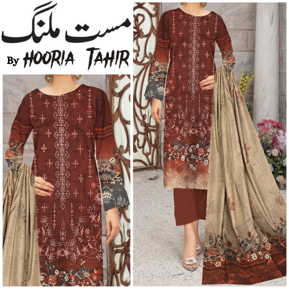 Hooria Tahir Bana Dora EMB Lawn 3 Piece (1744-003)