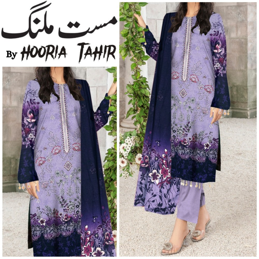 Hooria Tahir Bana Dora EMB Lawn 3 Piece (1744-004)