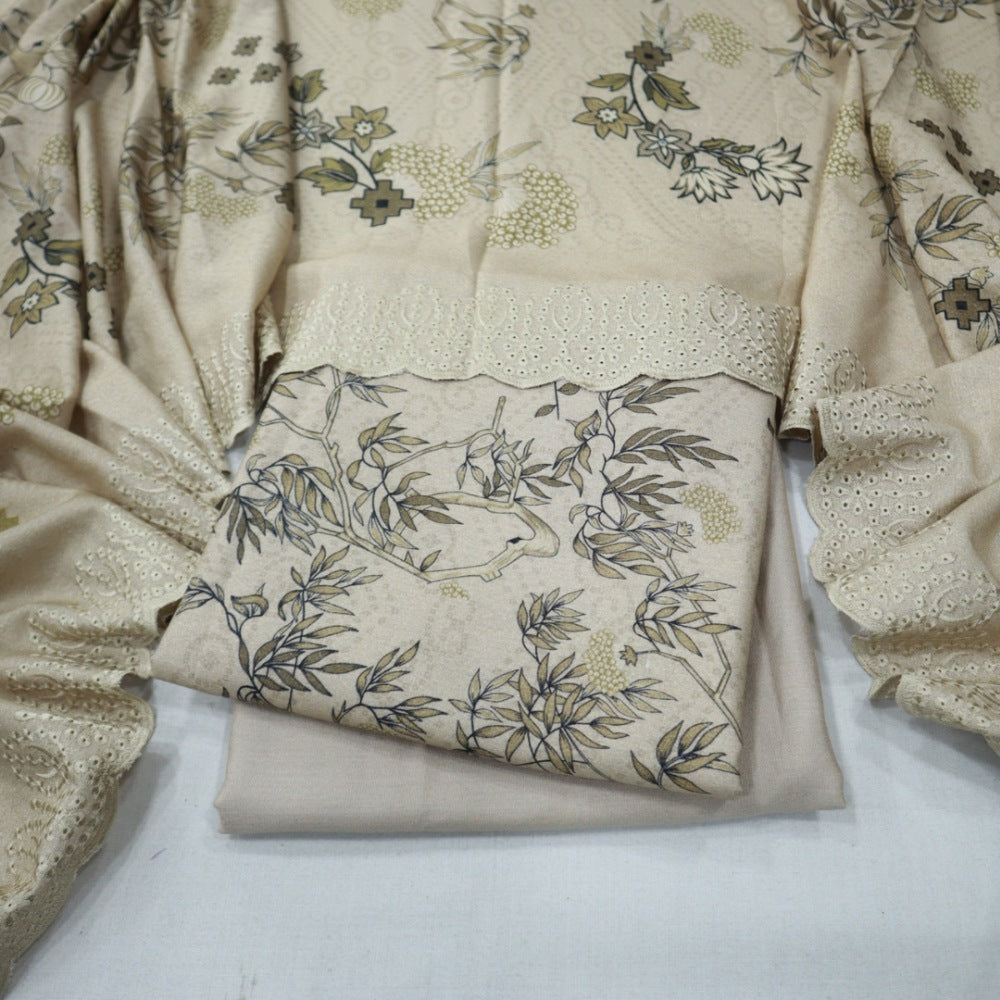 Karandi with Double Pati EMB Shawl (1805-007)