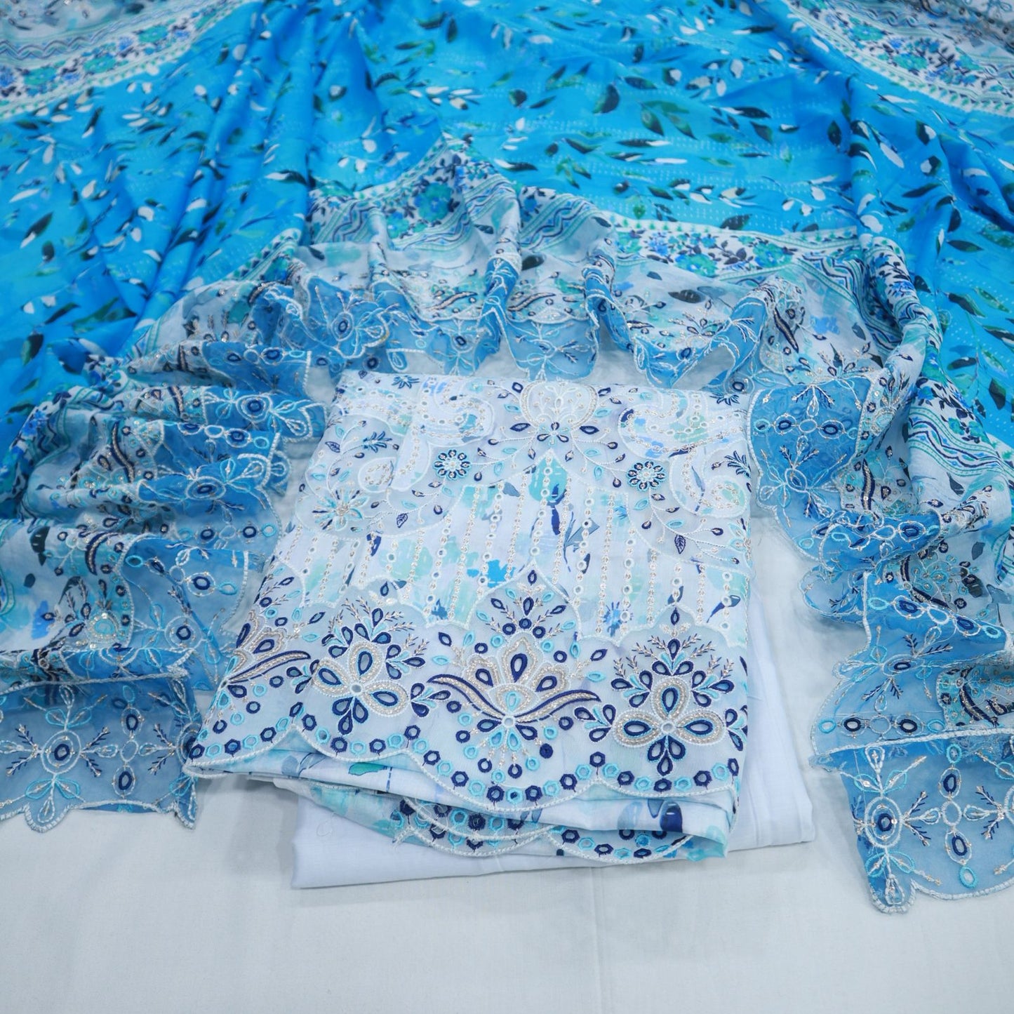 Chickenkari EMB & Cut-Work Dupatta by Riwayat (1932-003)