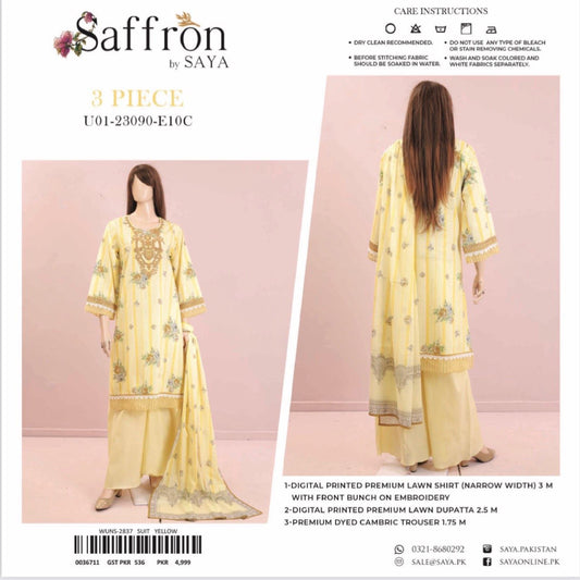 Saffron Embroidered Lawn (1367-001) Saya