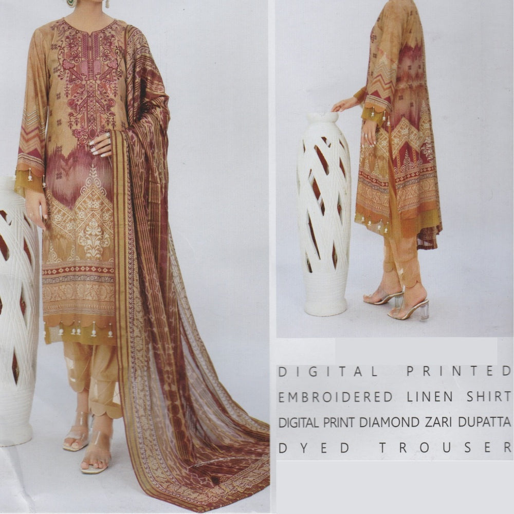 Slub Linen Diamond Zari Dupatta (1254-002)