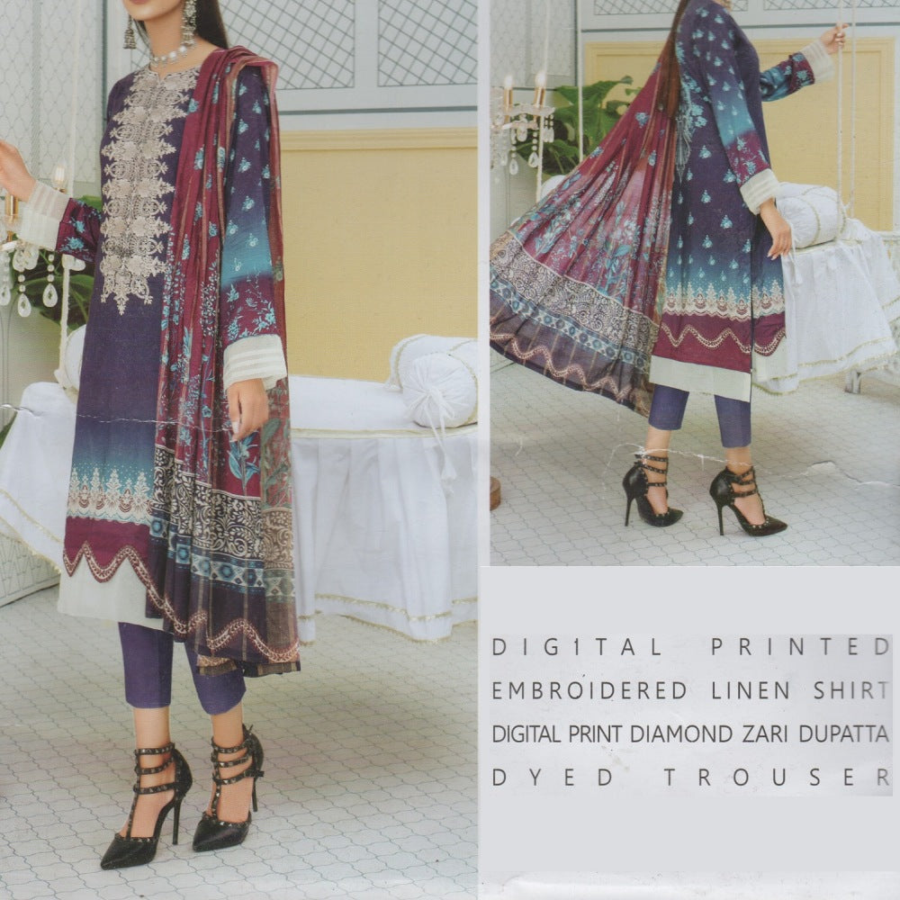 Slub Linen Diamond Zari Dupatta (1254-006)