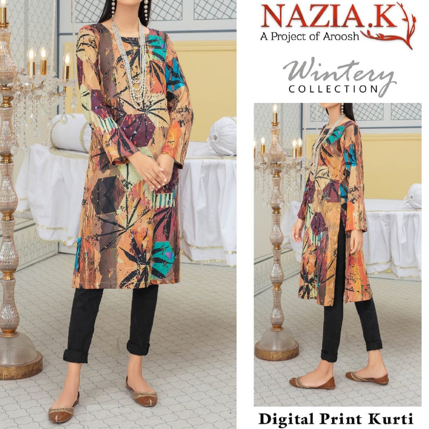 Nazia K Winter Sattan Crystal Kurti 003