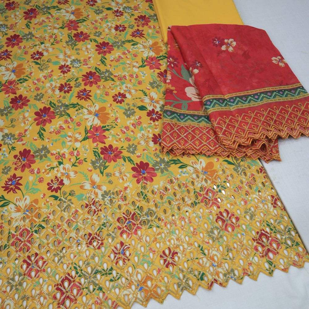 Bin Saeed Chikenkari Lawn CutWork Dupatta (1245-106)